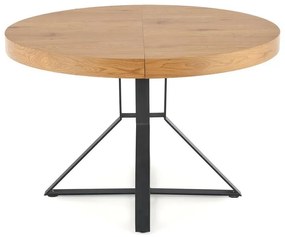 Τραπέζι Houston 1224, Χρυσή βελανιδία, Μαύρο, 77cm, 60 kg, Επιμήκυνση, Ινοσανίδες μέσης πυκνότητας, Φυσικό ξύλο καπλαμά, Μέταλλο | Epipla1.gr
