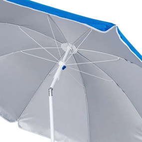 Ομπρέλα παραλίας MUHLER 2119 1008628, Ø160 cm, 195 cm ύψος, 8 νευρώσεις, UV προστασία UPF 50+, Βραχίονας Breakaway, Μπλε