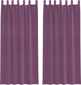 vidaXL Κουρτίνες Voile με βρόχους 2 τεμάχια Μοβ 140x245 εκ.