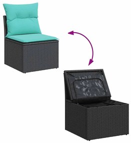 vidaXL Σετ Καναπέ Κήπου 5 Τεμαχίων Μαύρο Συνθετικό Ρατάν με Μαξιλάρια