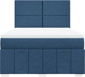 vidaXL Κρεβάτι Boxspring με Στρώμα Μπλε 160x200 εκ. Υφασμάτινο