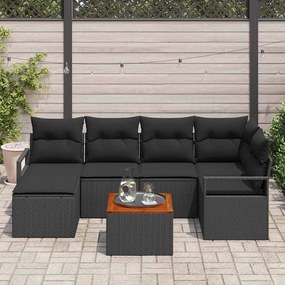 vidaXL Σετ Καναπέ Κήπου 7 pcs Μαύρο