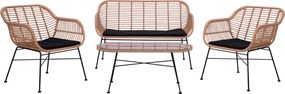 ΣΕΤ ΣΑΛΟΝΙ 4ΤΜΧ ALLEGRA HM5460 ΜΕΤΑΛΛΟ &amp; WICKER ΣΕ ΜΠΕΖ ΧΡΩΜΑ