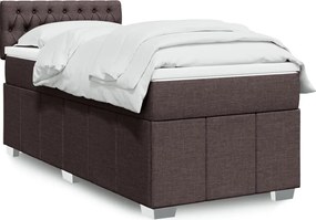 vidaXL Κρεβάτι Boxspring με Στρώμα Σκούρο Καφέ 90x200 εκ. Υφασμάτινο