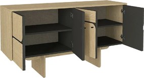 Μπουφές Lava Megapap χρώμα rota oak - ανθρακί 150x44,6x76εκ.