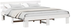 vidaXL Κρεβάτι με Κεφαλάρι Λευκό 180x200 εκ. Μασίφ Ξύλο Πεύκου