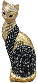 Διακοσμητική Φιγούρα Cat 374-225-471 15x11x33cm Black-Gold Πολυρεσίνη