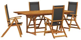 Σετ Τραπεζαρίας Κήπου 5 Τεμαχίων Μασίφ Ξύλο Ακακίας / Τεξτιλίνη