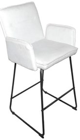 Σκαμπό μπαρ Essential ύφασμα λευκό-πόδι μαύρο μεταλλικό 57x64.5x107εκ 4αδα 57x64.5x107 εκ.