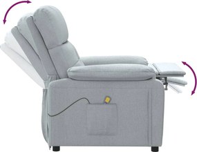vidaXL Πολυθρόνα Μασάζ Ανοιχτό Γκρι Υφασμάτινη
