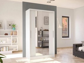Ντουλάπα Atlanta 164, Άσπρο, 200x100x58cm, Πόρτες ντουλάπας: Ολίσθηση