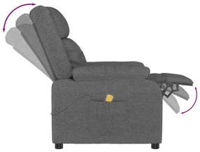 vidaXL Πολυθρόνα Μασάζ Σκούρο Γκρι Υφασμάτινη