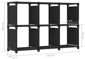 ΡΑΦΙΕΡΑ ΜΕ 6 ΚΥΒΟΥΣ ΜΑΥΡΗ 103 X 30 X 72,5 ΕΚ. ΥΦΑΣΜΑΤΙΝΗ 322606