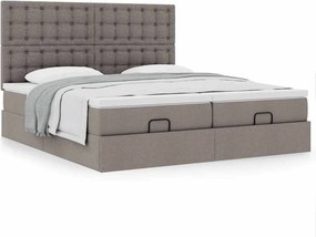 vidaXL Οθωμανικό κρεβάτι με στρώματα Taupe 160x200cm ύφασμα