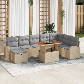 vidaXL Σετ Καναπέ Κήπου 9 pcs Μπεζ συνθετικό ρατάν