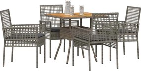 vidaXL Σέτ φαγητού για κήπο 5 pcs Γκρι συνθετικό ρατάν