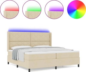 vidaXL LED Κρεβάτι με βάθρο με στρώμα Κρεμ 200 x 200 cm ύφασμα