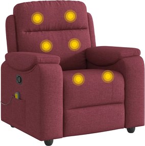 vidaXL Πολυθρόνα Μασάζ Ανακλινόμενη Μπορντό Υφασμάτινη