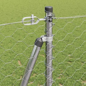 VidaXL Εξαγωνική Περίφραξη με Βάση Σκυροδέματος 10 x 1,2 μ Ασημί Δίχτυ