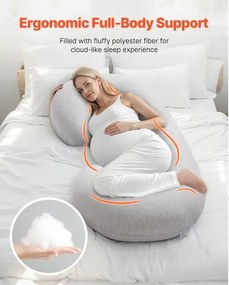 VEVOR Pregnancy Pillow C-Shaped Full Body Maternity Pillow Soft and Breathable