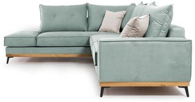 Γωνιακός καναπές δεξιά γωνία Luxury II pakoworld ύφασμα ciel-cream 290x235x95εκ - Ύφασμα - 168-000008