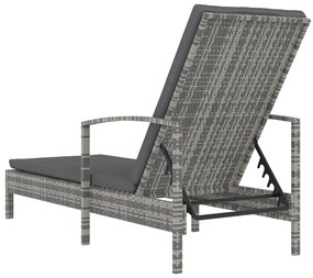 vidaXL Ξαπλώστρα με Μπράτσα Γκρι από Συνθετικό Ρατάν