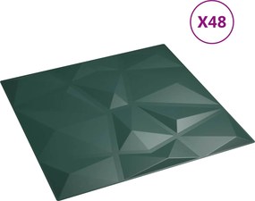 vidaXL Πάνελ τοίχου 48 pcs Πράσινο 50 x 50 cm Φελιζόλ XPS