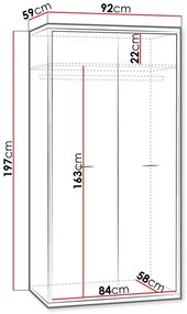 Ντουλάπα Mediolan AT01 δίφυλλη
