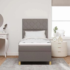 vidaXL Κρεβάτι με ελατήρια με στρώμα Taupe 100 x 200 cm ύφασμα