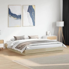 vidaXL Πλαίσιο Κρεβατιού με LED Sonoma Δρυς 200x200 εκ.