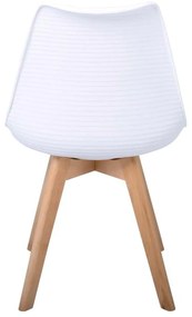 Καρέκλα MARTIN STRIPE Ξύλινο πόδι / PP Άσπρο 49x56x82cm (Σετ 4 ΤΕΜ)
