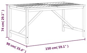 Τραπεζαρία Κήπου 150 x 90 x 74 εκ. από Μασίφ Ξύλο Ακακίας - Καφέ