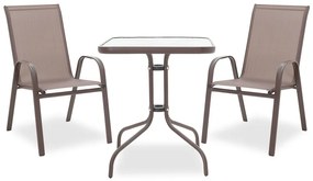 Τραπεζαρία Watson-Calan σετ 3τεμ pakoworld μέταλλο-textilene καφέ 60x60x70εκ