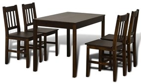 vidaXL Ξύλινη Τραπεζαρία με 4 Καρέκλες Καφέ