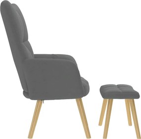 vidaXL Πολυθρόνα Relax Σκούρο Γκρι Υφασμάτινη με Υποπόδιο