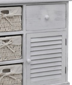 vidaXL Ντουλάπι με 3 Πλεκτά Καλάθια στα Αριστερά Λευκό Ξύλινο