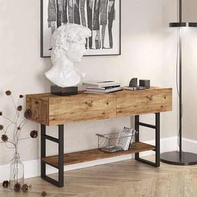 Κονσόλα Vien pakoworld oak-μαύρο 139x43x75,5εκ