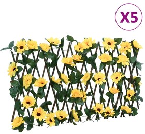 vidaXL Καφασωτό Επεκτεινόμενο 5 Τεμ. Κίτρινο 180x20εκ. Τεχνητός Κισσός