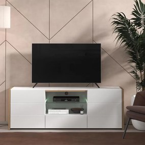 Έπιπλο Τηλεόρασης Alicia Artisan Oak - Λευκό - Λευκή Λάκα 158x40x55 εκ. 158x40x55 εκ.