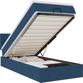 vidaXL Οθωμανικό κρεβάτι με στρώμα μπλε 100x200cm ύφασμα