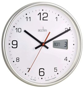 Ρολόι Τοίχου Με Ψηφιακή Ημερομηνία Kalendar ACCTIM22367 26,7x4,4cm Silver-White Acctim Μέταλλο,Γυαλί