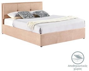 Κρεβάτι διπλό Sonnie με αποθηκευτικό χώρο ύφασμα καφέ 150x200εκ Υλικό: FABRIC - PLYWOOD 279-000005