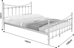 Κρεβάτι Beowulf pakoworld λευκό μεταλλικό 140x190εκ