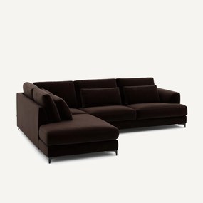 Γωνιακός καναπές αριστερός, βελούδινος, Marsile