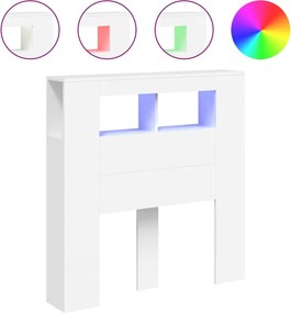 vidaXL Κεφαλάρι Κρεβατιού με LED Λευκό 100x18,5x103,5 εκ Επεξεργ. Ξύλο