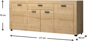 Μπουφές Joseph Megapap χρώμα φυσικό οξιάς 177x40x76εκ.