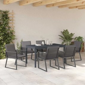 vidaXL Σέτ φαγητού για κήπο 7 pcs Ανθρακί συνθετικό ρατάν