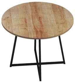 Τραπέζι Sarah Ι pakoworld oak- μαύρα μεταλλικά πόδια Φ100x76εκ