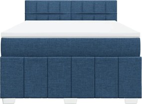vidaXL Κρεβάτι Boxspring με Στρώμα Μπλε 140x200 εκ. Υφασμάτινο