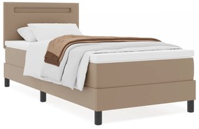 vidaXL Κρεβάτι Box Spring με Στρώμα σε Καπουτσίνο, 100 x 200 εκ, Ψεύτικο Δέρμα